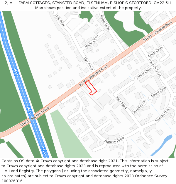 2, MILL FARM COTTAGES, STANSTED ROAD, ELSENHAM, BISHOP'S STORTFORD, CM22 6LL: Location map and indicative extent of plot