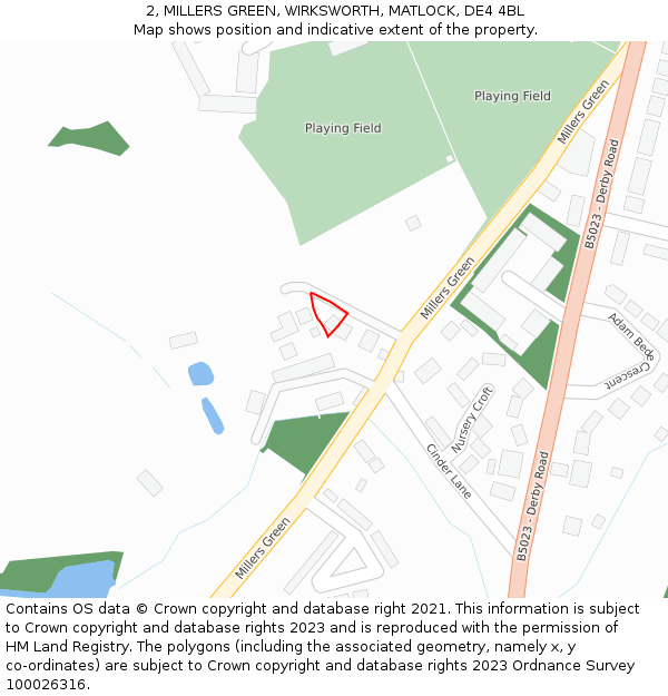 2, MILLERS GREEN, WIRKSWORTH, MATLOCK, DE4 4BL: Location map and indicative extent of plot