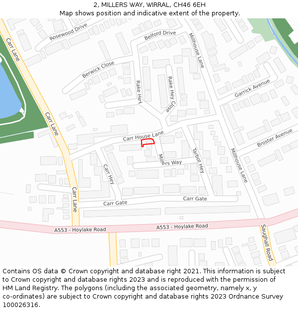 2, MILLERS WAY, WIRRAL, CH46 6EH: Location map and indicative extent of plot