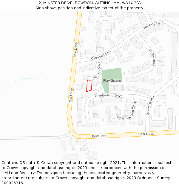 2, MINSTER DRIVE, BOWDON, ALTRINCHAM, WA14 3FA: Location map and indicative extent of plot