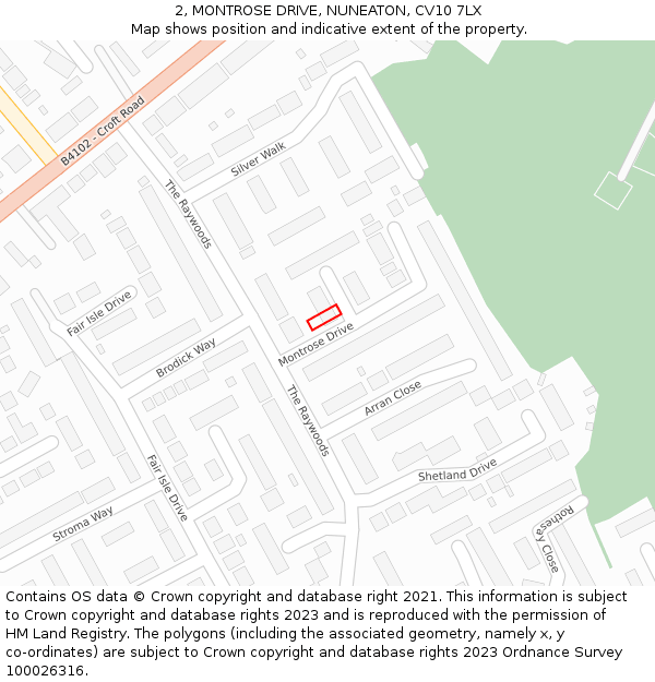 2, MONTROSE DRIVE, NUNEATON, CV10 7LX: Location map and indicative extent of plot