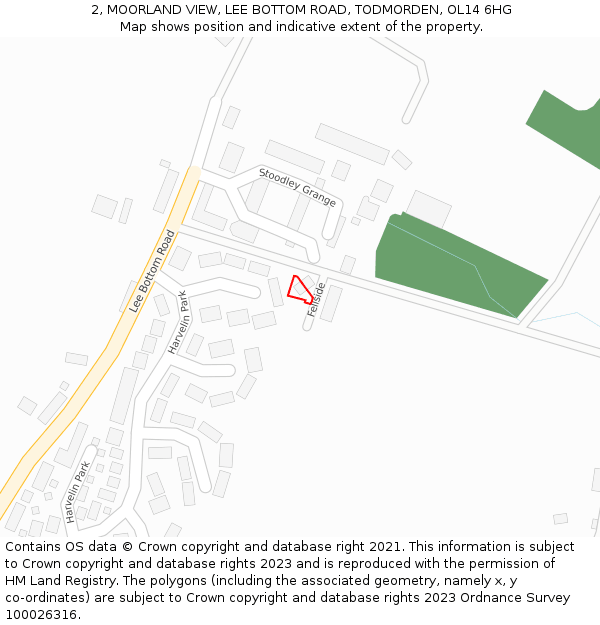 2, MOORLAND VIEW, LEE BOTTOM ROAD, TODMORDEN, OL14 6HG: Location map and indicative extent of plot