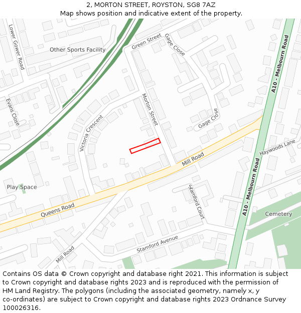 2, MORTON STREET, ROYSTON, SG8 7AZ: Location map and indicative extent of plot