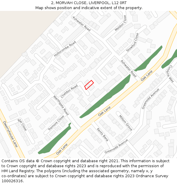 2, MORVAH CLOSE, LIVERPOOL, L12 0RT: Location map and indicative extent of plot
