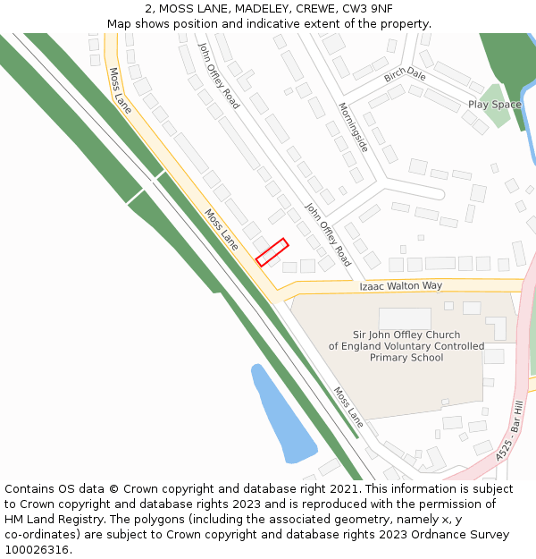 2, MOSS LANE, MADELEY, CREWE, CW3 9NF: Location map and indicative extent of plot