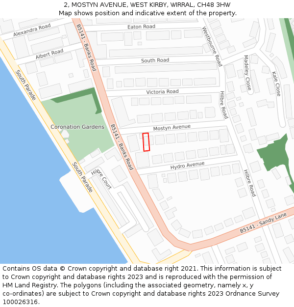 2, MOSTYN AVENUE, WEST KIRBY, WIRRAL, CH48 3HW: Location map and indicative extent of plot