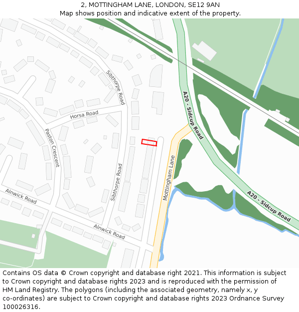 2, MOTTINGHAM LANE, LONDON, SE12 9AN: Location map and indicative extent of plot