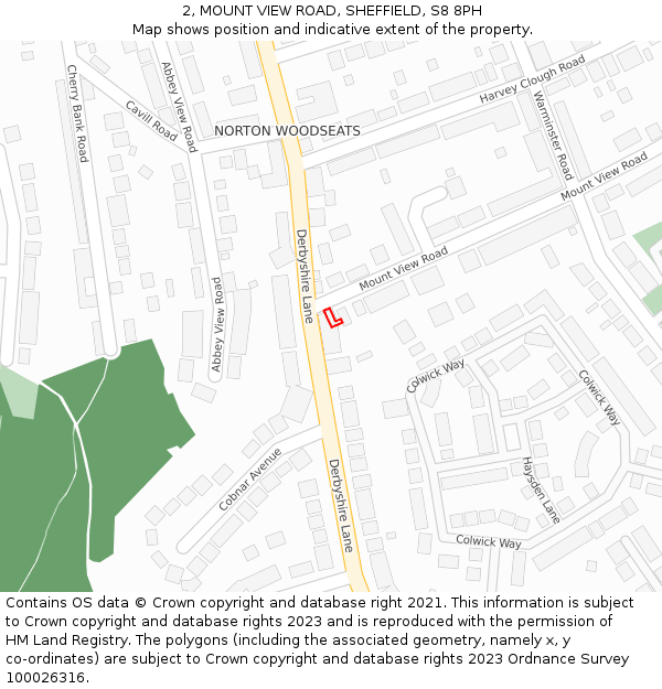 2, MOUNT VIEW ROAD, SHEFFIELD, S8 8PH: Location map and indicative extent of plot