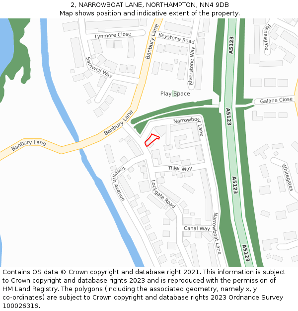 2, NARROWBOAT LANE, NORTHAMPTON, NN4 9DB: Location map and indicative extent of plot