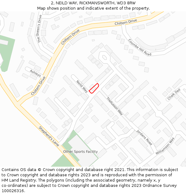 2, NEILD WAY, RICKMANSWORTH, WD3 8RW: Location map and indicative extent of plot