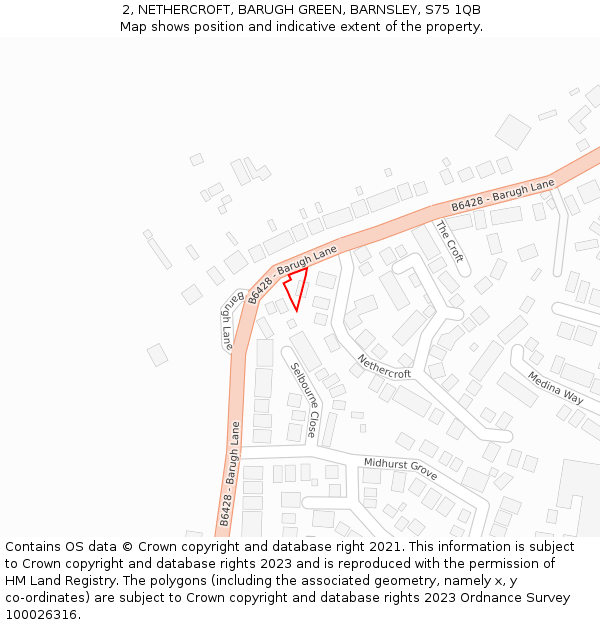 2, NETHERCROFT, BARUGH GREEN, BARNSLEY, S75 1QB: Location map and indicative extent of plot