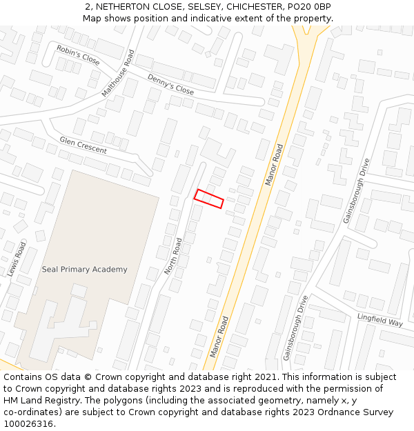 2, NETHERTON CLOSE, SELSEY, CHICHESTER, PO20 0BP: Location map and indicative extent of plot