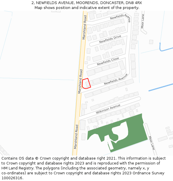 2, NEWFIELDS AVENUE, MOORENDS, DONCASTER, DN8 4RX: Location map and indicative extent of plot