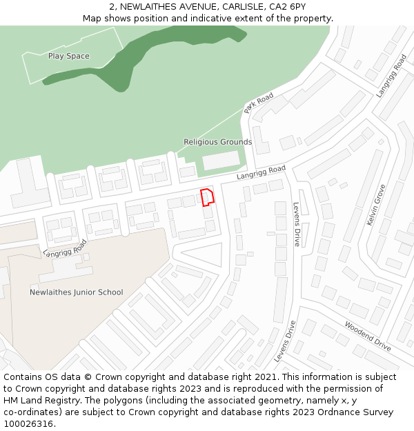 2, NEWLAITHES AVENUE, CARLISLE, CA2 6PY: Location map and indicative extent of plot
