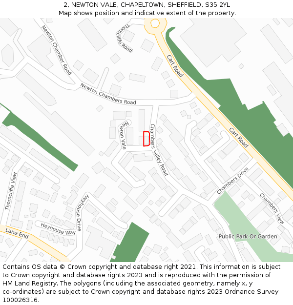 2, NEWTON VALE, CHAPELTOWN, SHEFFIELD, S35 2YL: Location map and indicative extent of plot