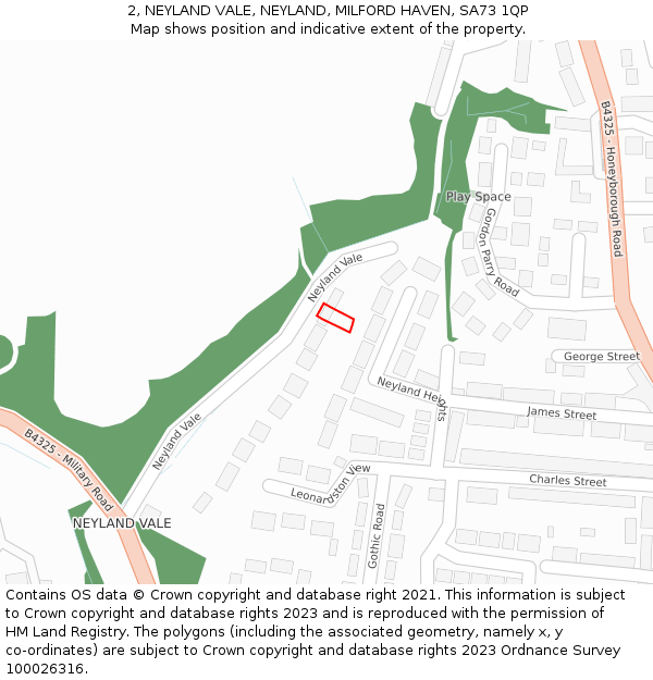 2, NEYLAND VALE, NEYLAND, MILFORD HAVEN, SA73 1QP: Location map and indicative extent of plot