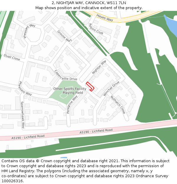 2, NIGHTJAR WAY, CANNOCK, WS11 7LN: Location map and indicative extent of plot