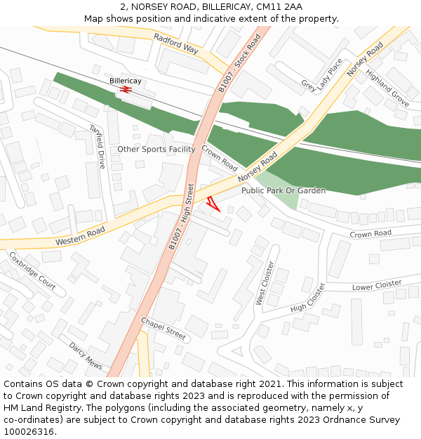 2, NORSEY ROAD, BILLERICAY, CM11 2AA: Location map and indicative extent of plot