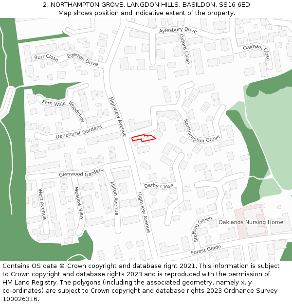 2, NORTHAMPTON GROVE, LANGDON HILLS, BASILDON, SS16 6ED: Location map and indicative extent of plot