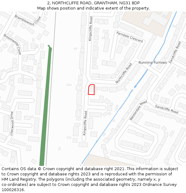 2, NORTHCLIFFE ROAD, GRANTHAM, NG31 8DP: Location map and indicative extent of plot