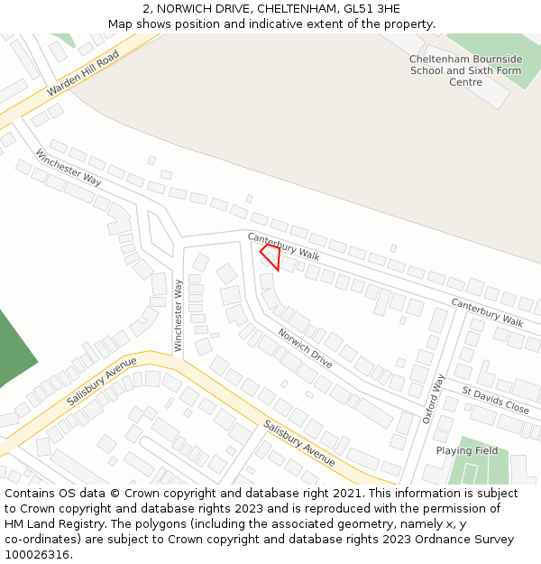 2, NORWICH DRIVE, CHELTENHAM, GL51 3HE: Location map and indicative extent of plot