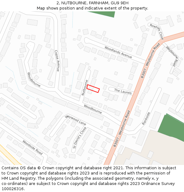 2, NUTBOURNE, FARNHAM, GU9 9EH: Location map and indicative extent of plot