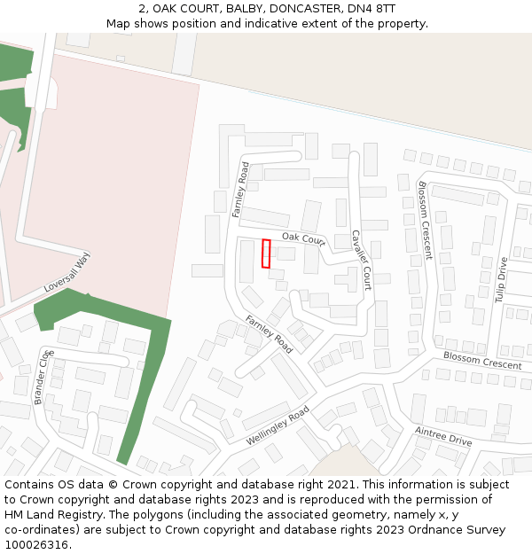 2, OAK COURT, BALBY, DONCASTER, DN4 8TT: Location map and indicative extent of plot