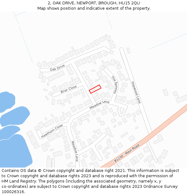 2, OAK DRIVE, NEWPORT, BROUGH, HU15 2QU: Location map and indicative extent of plot