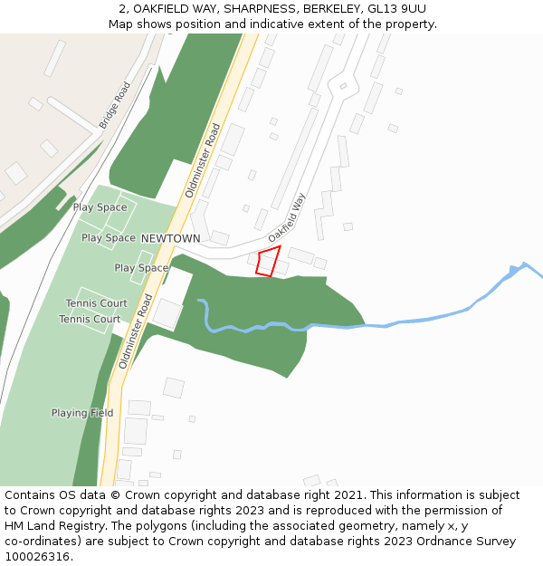2, OAKFIELD WAY, SHARPNESS, BERKELEY, GL13 9UU: Location map and indicative extent of plot