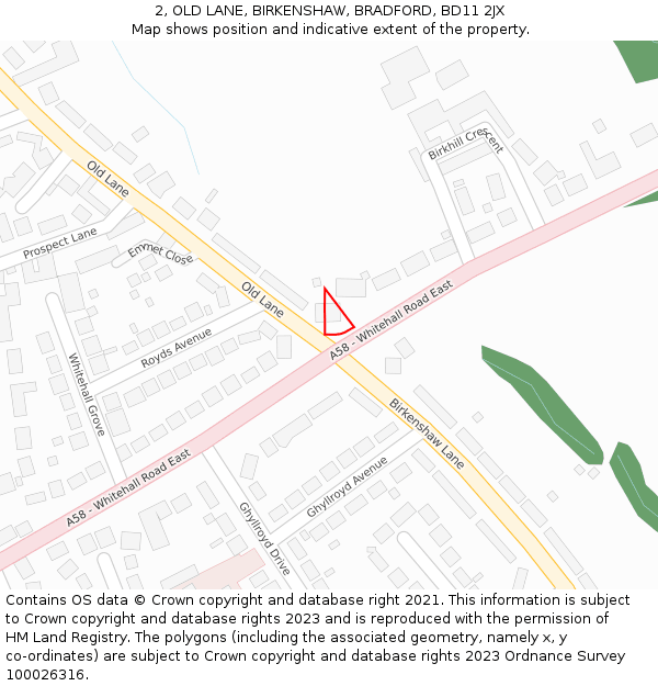 2, OLD LANE, BIRKENSHAW, BRADFORD, BD11 2JX: Location map and indicative extent of plot