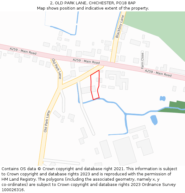 2, OLD PARK LANE, CHICHESTER, PO18 8AP: Location map and indicative extent of plot