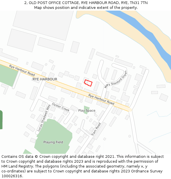 2, OLD POST OFFICE COTTAGE, RYE HARBOUR ROAD, RYE, TN31 7TN: Location map and indicative extent of plot