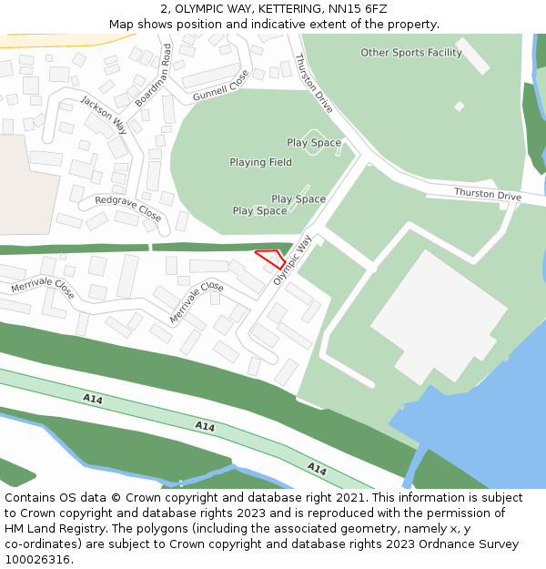 2, OLYMPIC WAY, KETTERING, NN15 6FZ: Location map and indicative extent of plot