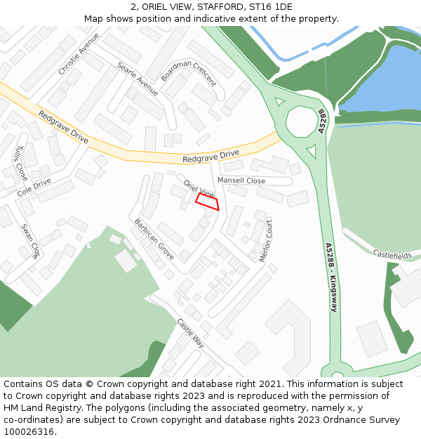 2, ORIEL VIEW, STAFFORD, ST16 1DE: Location map and indicative extent of plot