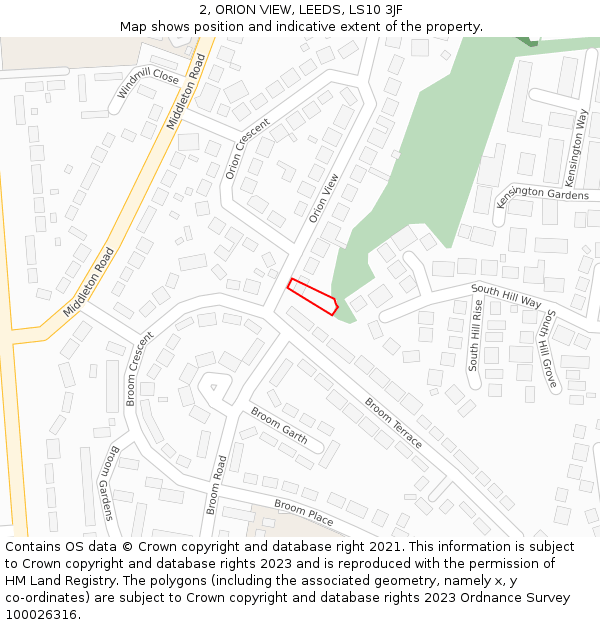 2, ORION VIEW, LEEDS, LS10 3JF: Location map and indicative extent of plot