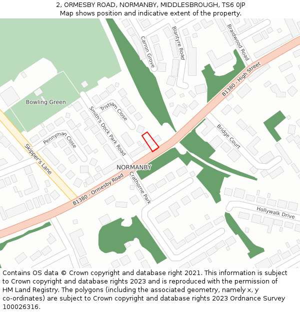 2, ORMESBY ROAD, NORMANBY, MIDDLESBROUGH, TS6 0JP: Location map and indicative extent of plot