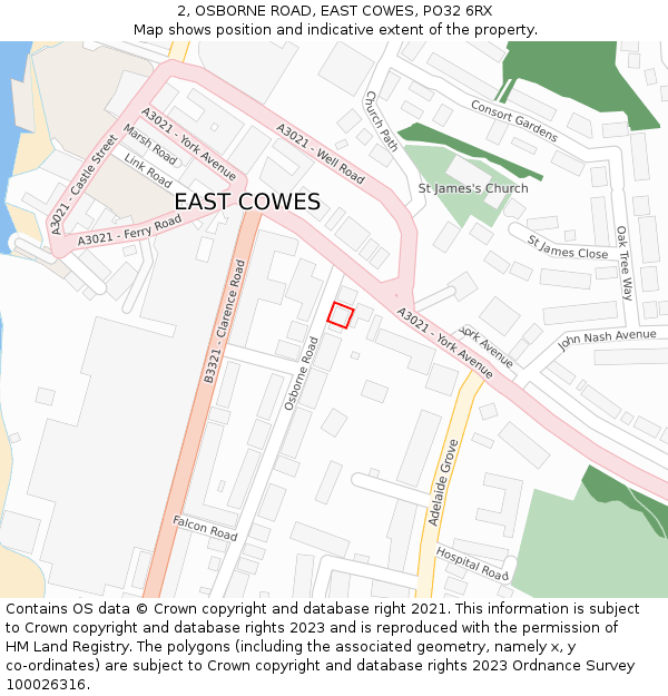 2, OSBORNE ROAD, EAST COWES, PO32 6RX: Location map and indicative extent of plot