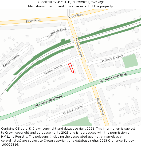 2, OSTERLEY AVENUE, ISLEWORTH, TW7 4QF: Location map and indicative extent of plot