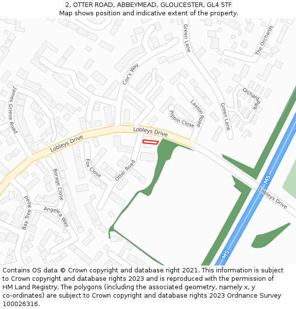 2, OTTER ROAD, ABBEYMEAD, GLOUCESTER, GL4 5TF: Location map and indicative extent of plot