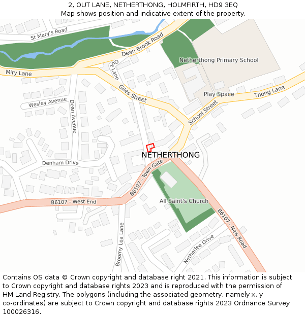 2, OUT LANE, NETHERTHONG, HOLMFIRTH, HD9 3EQ: Location map and indicative extent of plot