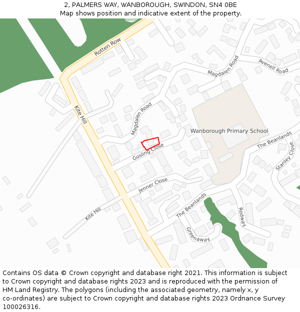 2, PALMERS WAY, WANBOROUGH, SWINDON, SN4 0BE: Location map and indicative extent of plot