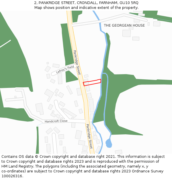 2, PANKRIDGE STREET, CRONDALL, FARNHAM, GU10 5RQ: Location map and indicative extent of plot