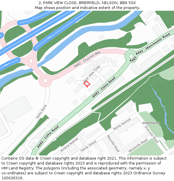 2, PARK VIEW CLOSE, BRIERFIELD, NELSON, BB9 5SX: Location map and indicative extent of plot
