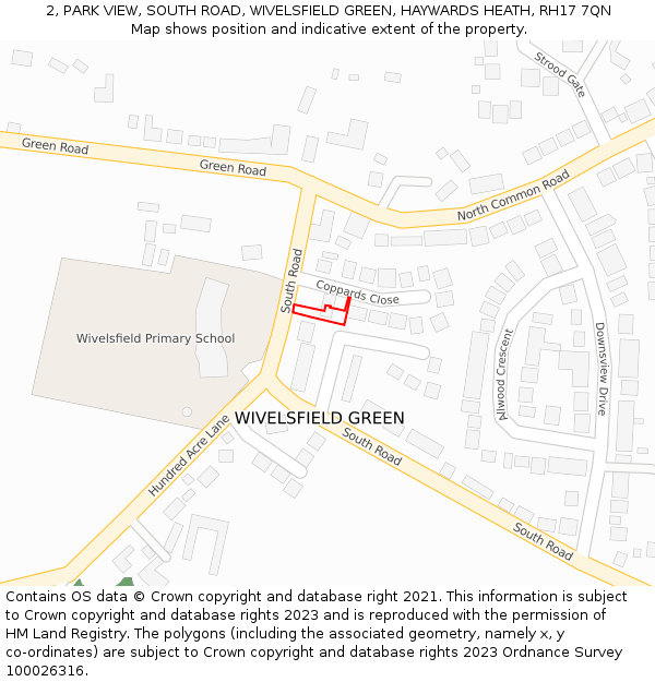 2, PARK VIEW, SOUTH ROAD, WIVELSFIELD GREEN, HAYWARDS HEATH, RH17 7QN: Location map and indicative extent of plot