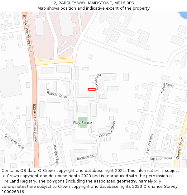 2, PARSLEY WAY, MAIDSTONE, ME16 0FS: Location map and indicative extent of plot