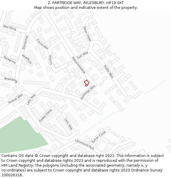 2, PARTRIDGE WAY, AYLESBURY, HP19 0XT: Location map and indicative extent of plot