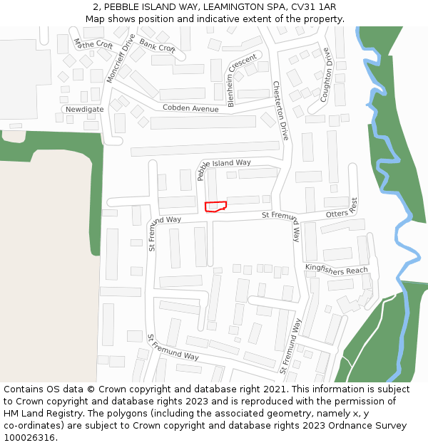 2, PEBBLE ISLAND WAY, LEAMINGTON SPA, CV31 1AR: Location map and indicative extent of plot