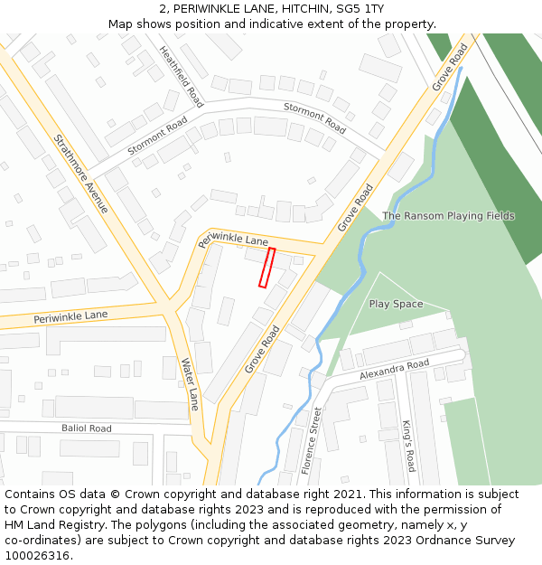 2, PERIWINKLE LANE, HITCHIN, SG5 1TY: Location map and indicative extent of plot
