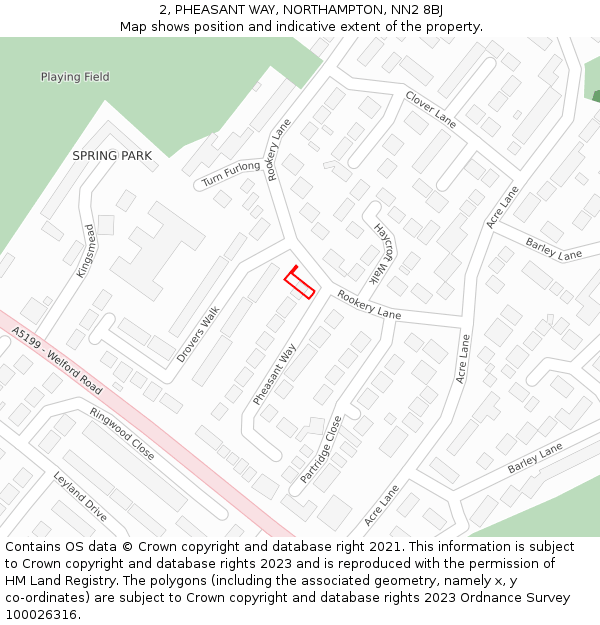 2, PHEASANT WAY, NORTHAMPTON, NN2 8BJ: Location map and indicative extent of plot