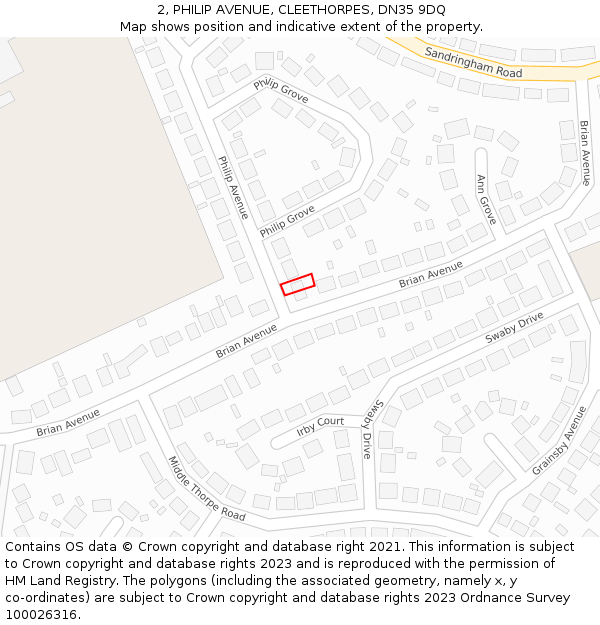 2, PHILIP AVENUE, CLEETHORPES, DN35 9DQ: Location map and indicative extent of plot